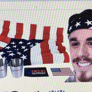 Patriotic Kit; Amer Flag Bandana/shot glasses/more